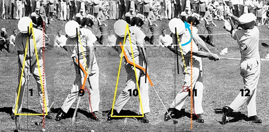 tiger woods swing sequence. down the target line for
